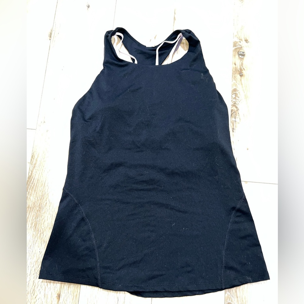 Fabletics Boost Built-In Bra Tank | Color Black/P… - image 1